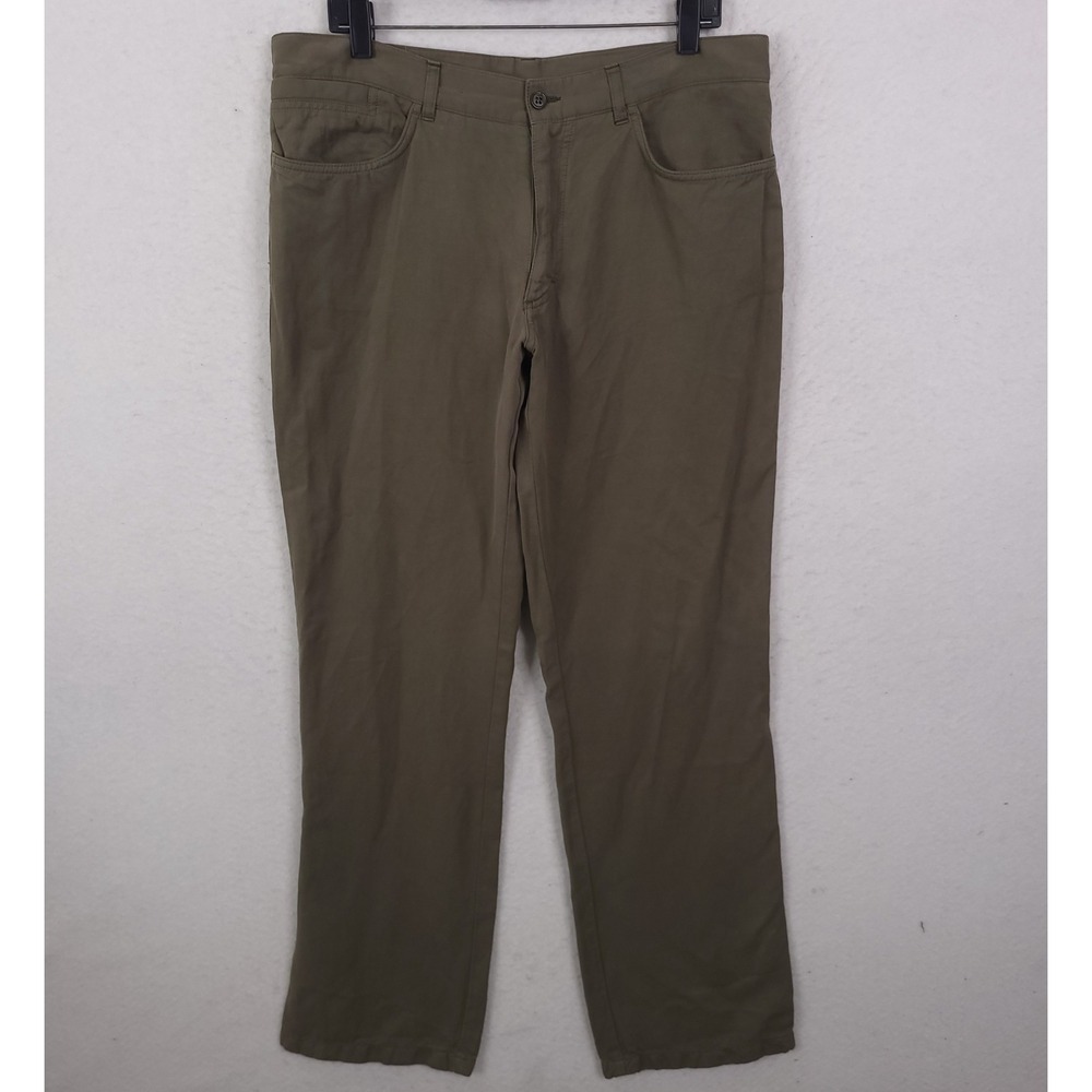 Zegna Trousers Mens 52 R Olive Green Rayon Blend Straight Leg 5-Pocket Pants